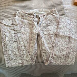 AG Adriano Goldschmied Snake Print Skinny Pants - Gray and White